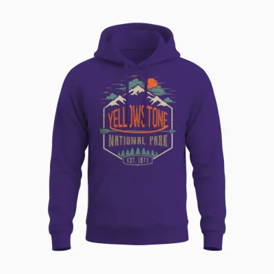 Yellowstone National Park Hiking Camping Unisex Hoodie - Purple