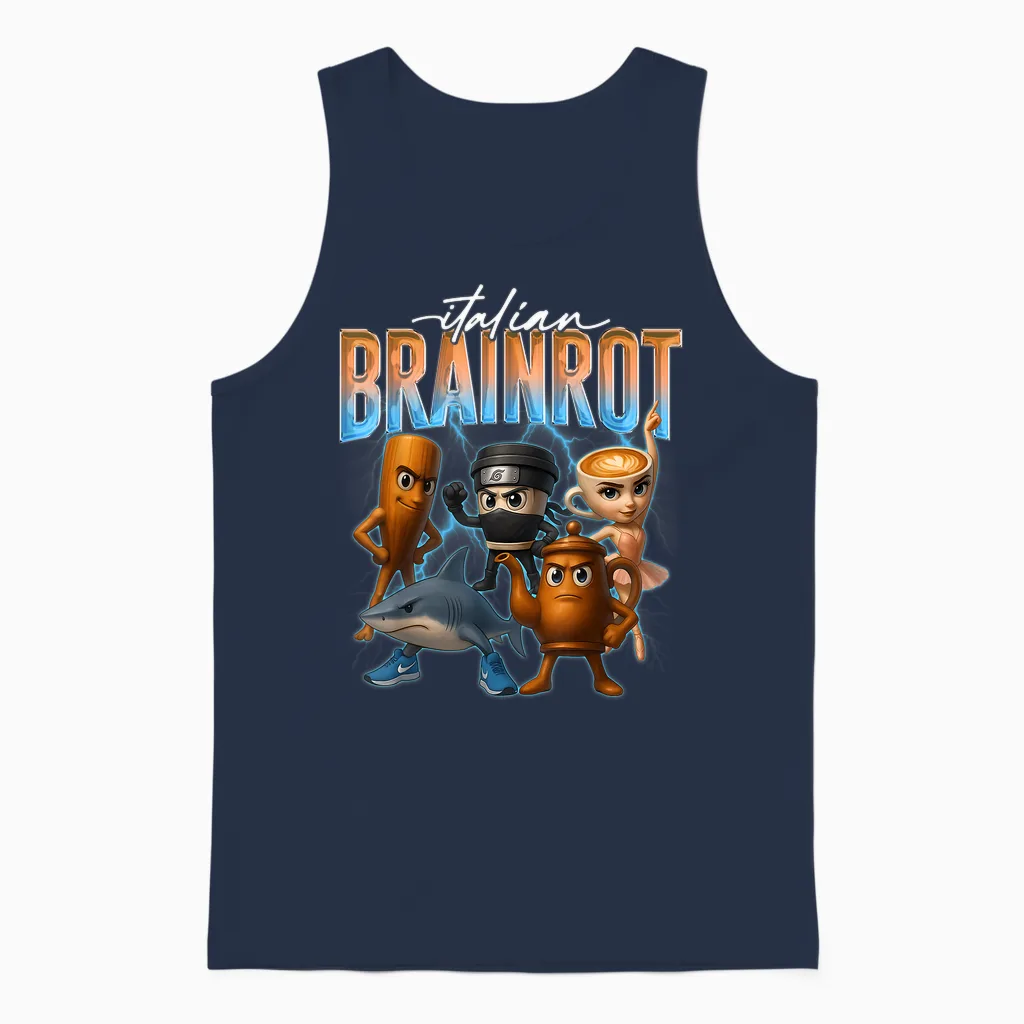 Tung Sahur Ballerina Cappuccino Assassino Tralalero Tralala Unisex Tank Top in Navy