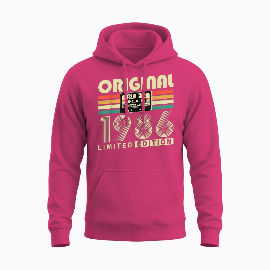 Original 1986 Vintage Cadeau Anniversaire 40 Ans Homme Femme Unisex Hoodie in Heliconia