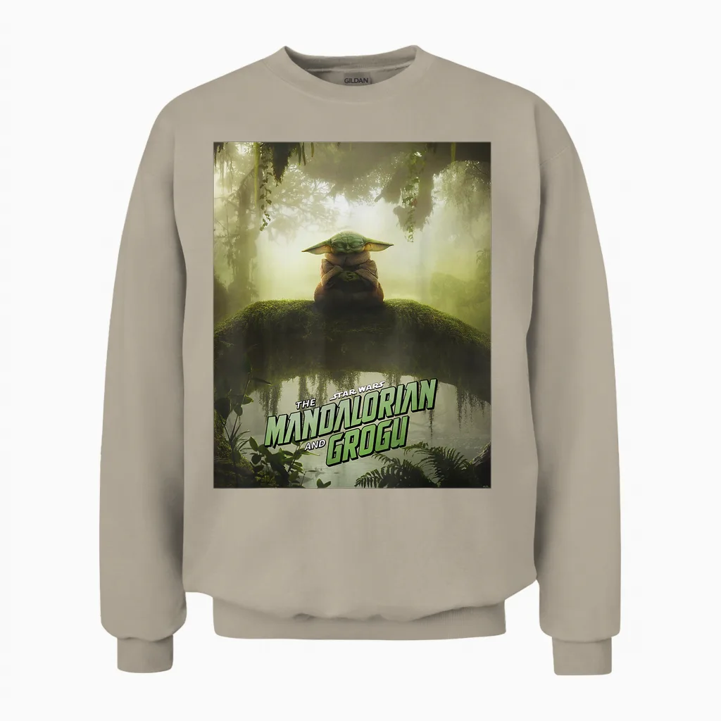 Star Wars the Mandalorian and Grogu Movie Meditating Unisex Sweatshirt in Sand
