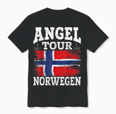 Angel Tour Norwegen Angelteam Angeltour Norwegen Flagge Angeln Unisex T-Shirt - Black