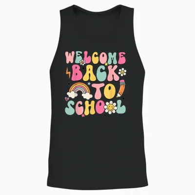 Retro Welcome Back to School Teacher Appreciation Boys Girls Unisex Tank Top - Black
