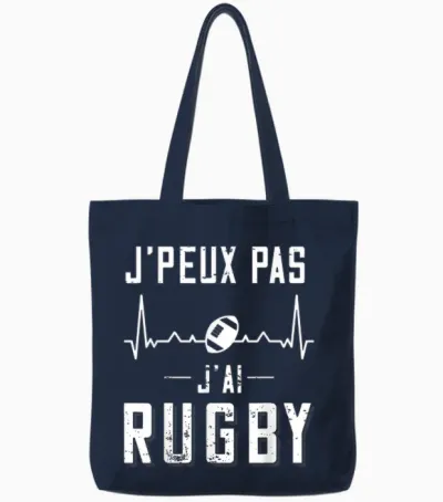 Rugby Player Jersey "j'peux Pas J'ai Rugby T-Shirt", Black Tote Bags - Navy