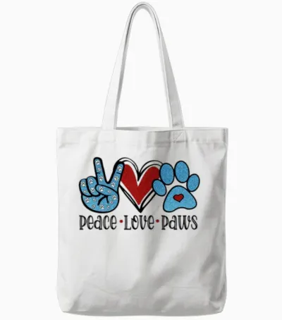 Peace Love Dogs Tote Bags - White
