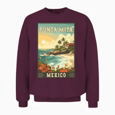 Discover Punta Mita in Mexico - Tropical Paradise Unisex Sweatshirt - Maroon