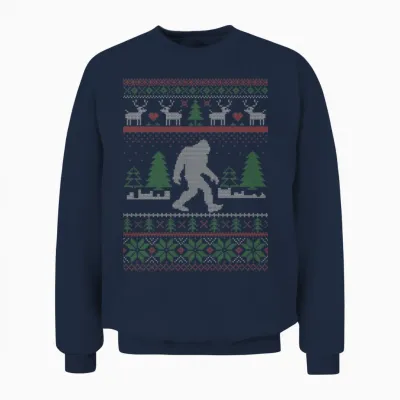Sasquatch Ugly Christmas Unisex Sweatshirt - Navy