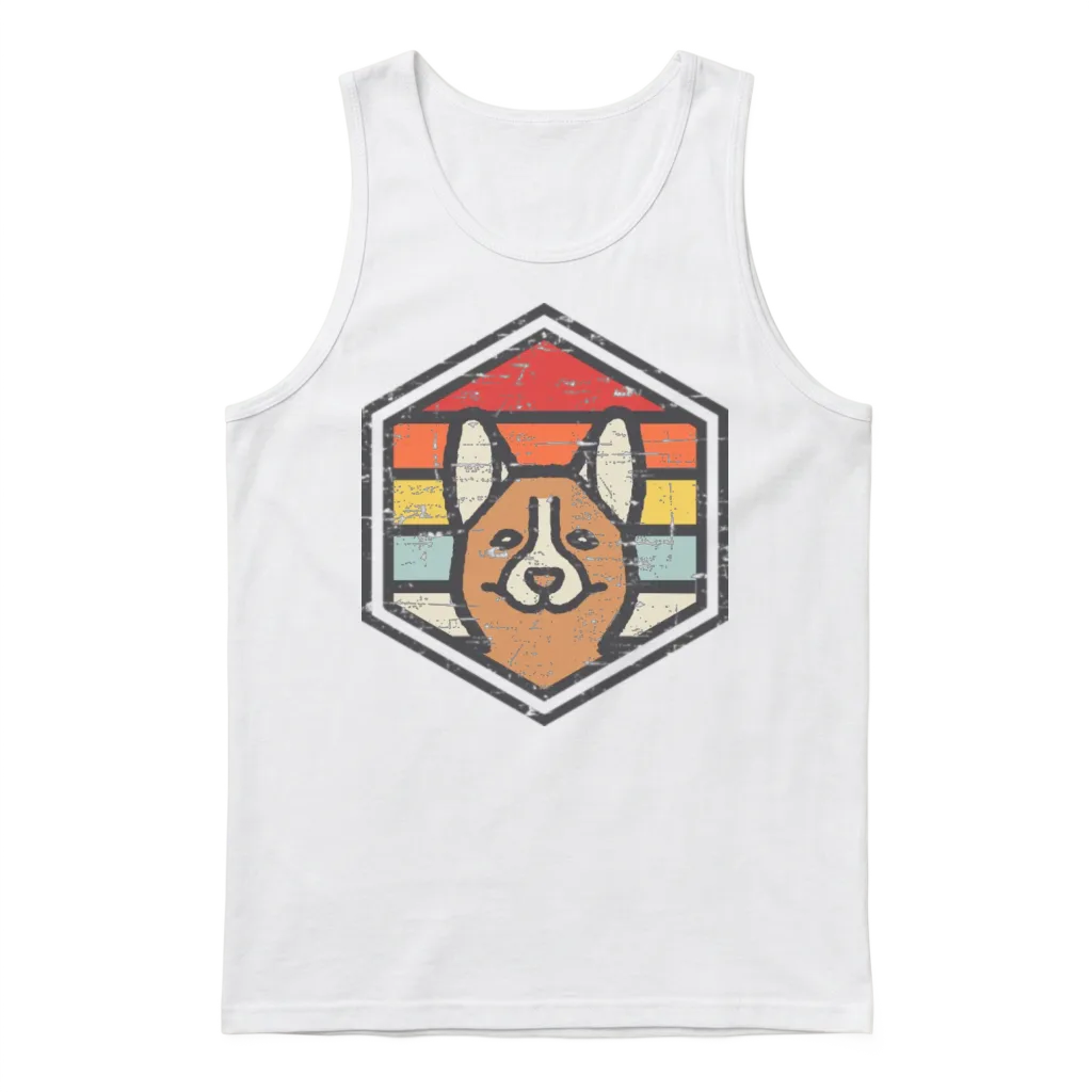 Retro Badge Corgi Unisex Tank Top - White