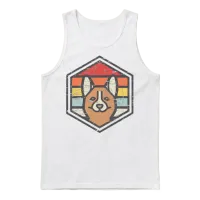 Retro Badge Corgi Unisex Tank Top - White – 1