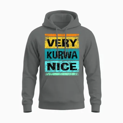 Retro Very Kurwa Nice Shirt Polen Shirt Polska Unisex Hoodie - Graphite Heather