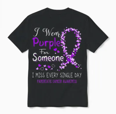 I Wear Purple for Someone Pancreatic Cancer Awareness Unisex T-Shirt - Black