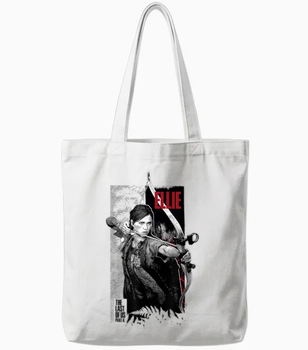 The Last of Us Part Ii Ellie Ready Fot Figfht Chest Poster T-Shirt, Black, S Tote Bags in White