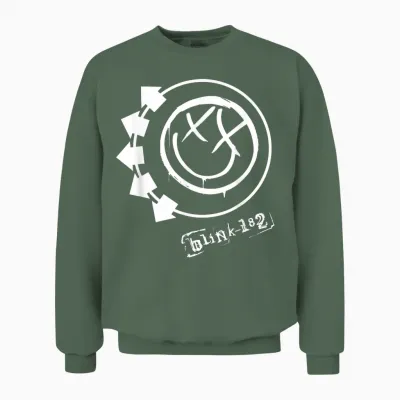 Blink 182 Smile Rock Music Band by Rock Off Unisex Sweatshirt - Military Green