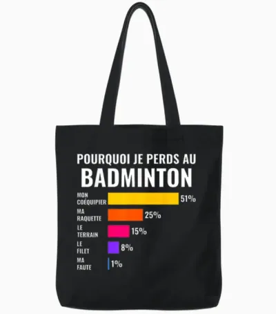 Pourquoi Je Perds Au Badminton Perdant Humour Tote Bags - Black