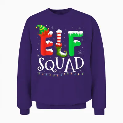 Elf Family Christmas Matching Pajamas Xmas Elf Squad Unisex Sweatshirt - Purple
