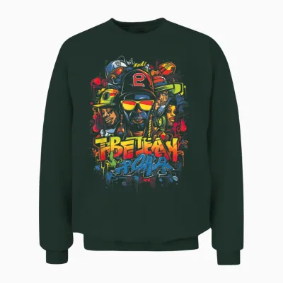 Hip Retro 80s New York Rapper Art 90er Jahre Hop Graffiti Oldschool Rap Boom Rap T-Shirt Für Unisex-Erwachsene, Multicolored, Graffiti, Crew-Kragen, Kurzarm, Polyester, S Unisex Sweatshirt - Forest