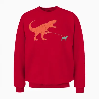 Cute Rottweiler Dinosaur Funny Wiener Dog Gift Unisex Sweatshirt - Red