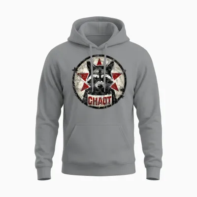 Raccoon Chaos Anarchy Star Fighter Revolution Vintage T-Shirt, Black Unisex Hoodie - Sport Grey