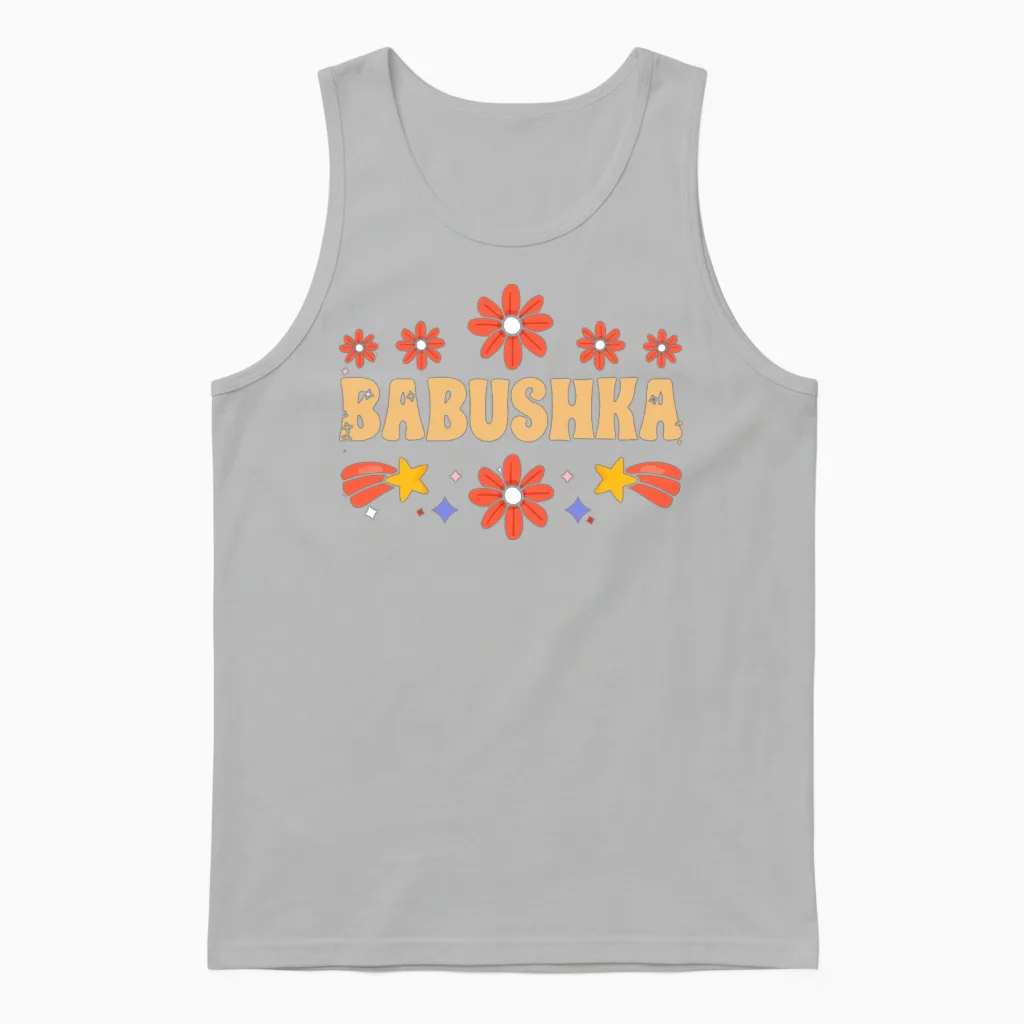 Retro Vintage Babushka for the Rusian People Unisex Tank Top in Ash