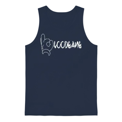 Blood Gang Cool Logo Funny Lucky Rock Hand Script Unisex Tank Top - Navy
