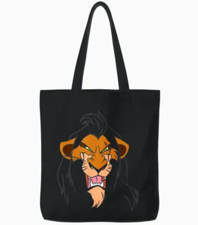 The Villains of Disney Scar Big Face T-Shirt, Black, S Tote Bags - Black