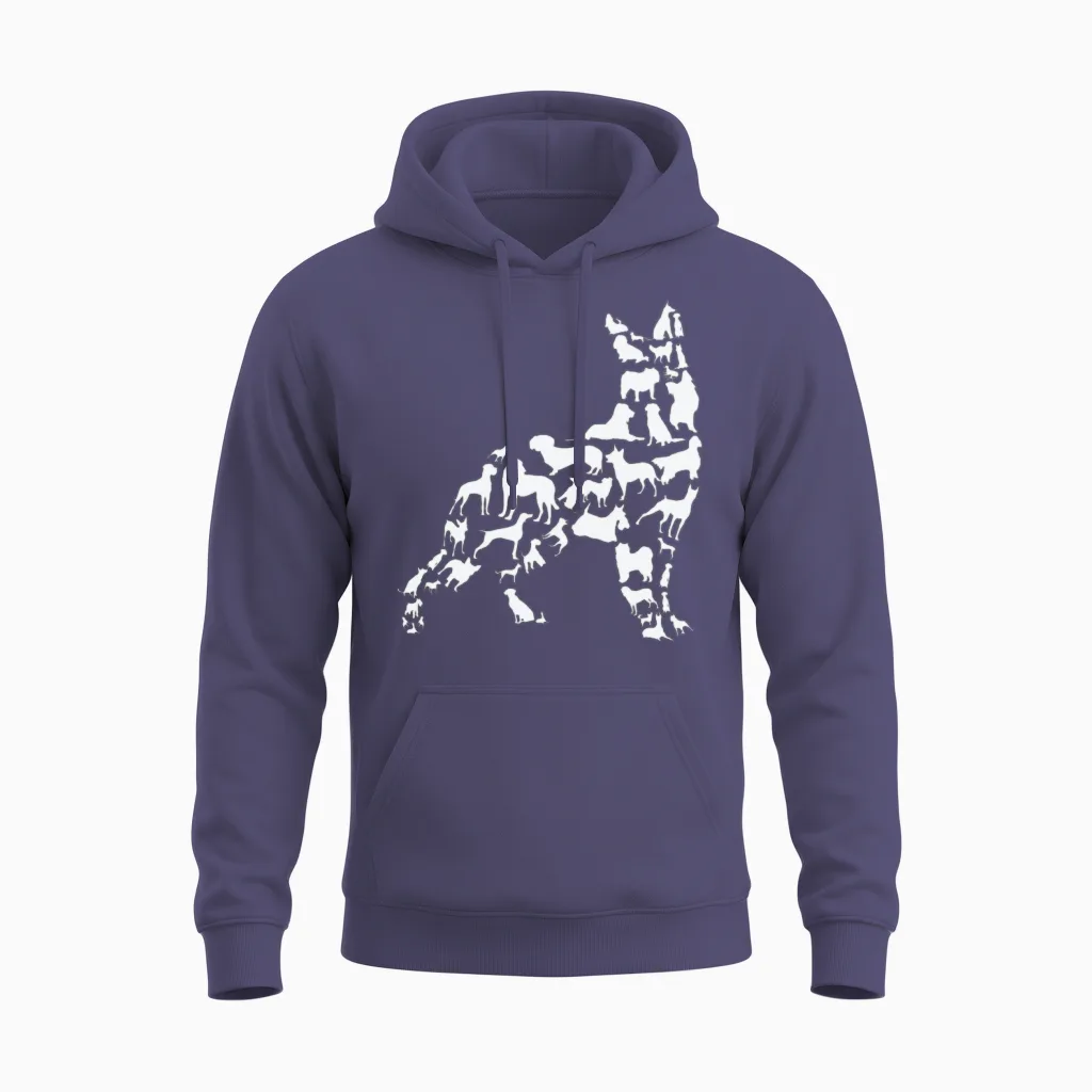 Dog Owner Dog Lover Silhouette Unisex Hoodie in Heather Sport Dark Navy