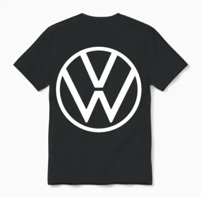Volkswagen Classic Vw Logo in Blue Unisex T-Shirt - Black