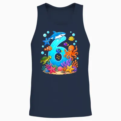 6. Geburtstag Ozean Meerestiere 6 Jahre Geburtstags Unisex Tank Top - Navy