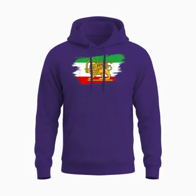 Iran for Men and Women Iranian Flag Lion Persian T-Shirt, Black Unisex Hoodie - Purple