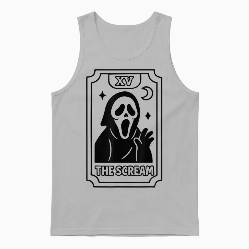 The Scream Tarot Card Xv Unisex Tank Top in Ash
