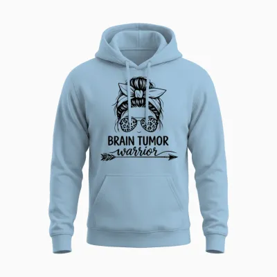 Chignon Désordonné Guerrier Tumeur Cérébrale Unisex Hoodie - Light Blue