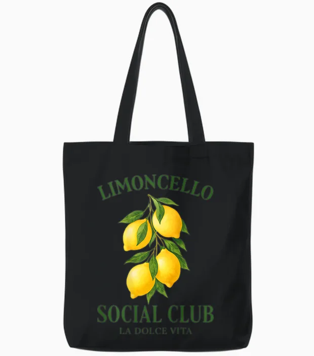 Limoncello Social Club X La Dolce Vita X Spritz - Backprint Tote Bags in Black