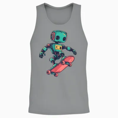 Cooler Skating Roboter Mit Skateboard Für Jungen Und Mädchen Unisex Tank Top - Sport Grey