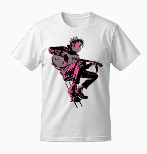 Gorillaz 2d Unwarped T-Shirt, Black Unisex T-Shirt - White