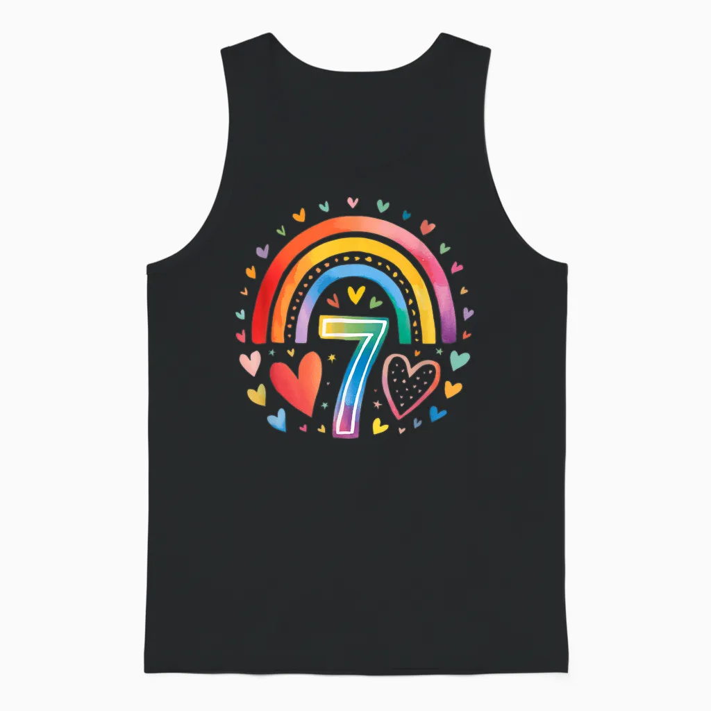 Ich Bin Schon Sieben - Regenbogen 7. Geburtstag Design Für M Unisex Tank Top in Black