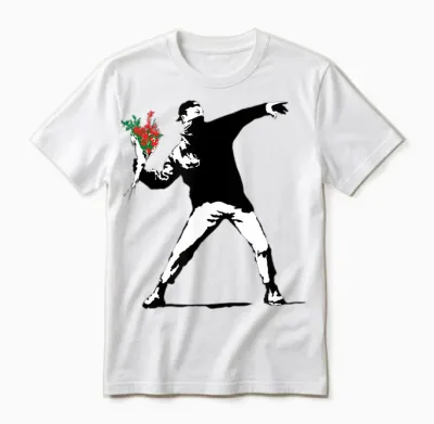 Banksy Papl2164 Graffiti Valentine's Day Art Love Is in the Air Unisex T-Shirt - White