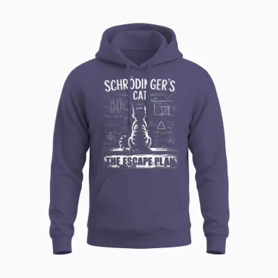 Schrödinger's Cat Funny Escape Science Plan Design Unisex Hoodie - Heather Sport Dark Navy