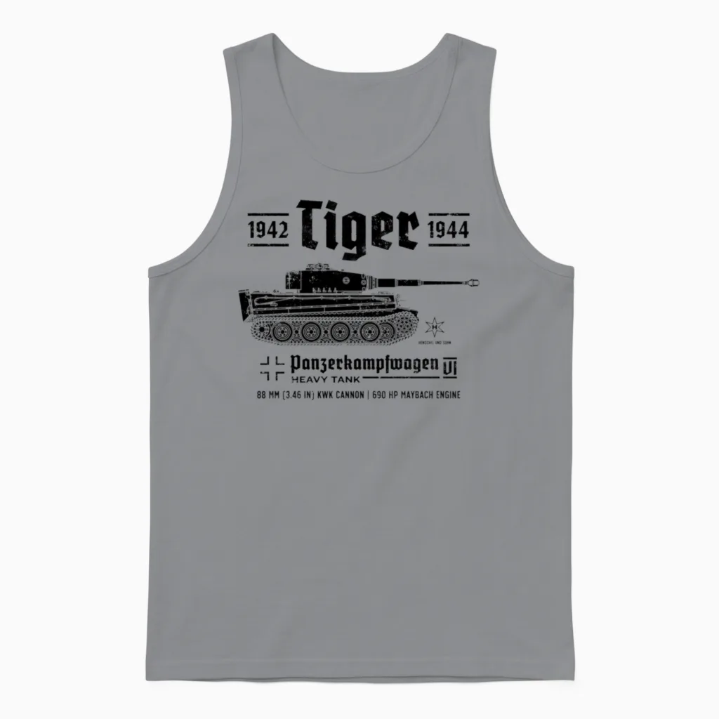 Tiger Tank Panzer World War 2 Armored Vehicle Unisex Tank Top in Sport Grey
