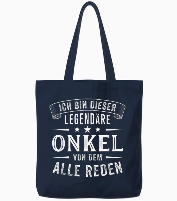 Men's T-Shirt with German Text "ich Bin Dieser Legendäre Uncle, Black Tote Bags in Navy