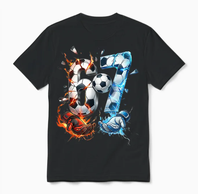 67 Fußball Sechs Sieben 6 7 Meme 67 Italian Brainrot Unisex T-Shirt in Black