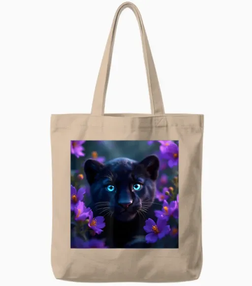 Fantastic Baby Panther Flowers Cute T-Shirt, Black, S Tote Bags - Natural