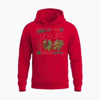 Teenage Mutant Ninja Turtles Pizza Delivery Classic Logo T-Shirt, Black Unisex Hoodie - Red