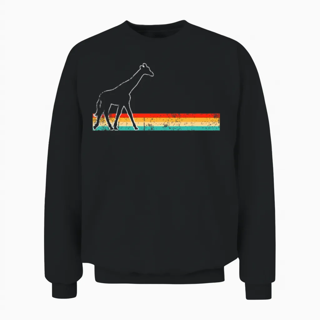 Giraffe Retro Unisex Sweatshirt in Black
