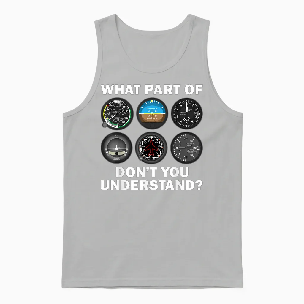 Funny Pilot Art Men Women Aviation Airline Pilot Instruments T-Shirt Small Unisex Tank Top in Ash