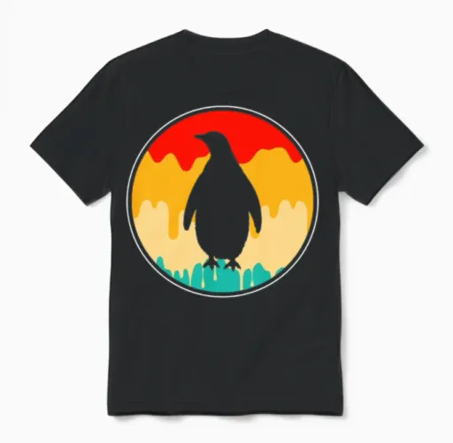 Penguin Retro Unisex T-Shirt in Black