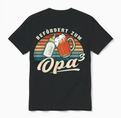 Befördert Zum Opa 3 Enkelkind Werdender Opa Unisex T-Shirt - Black