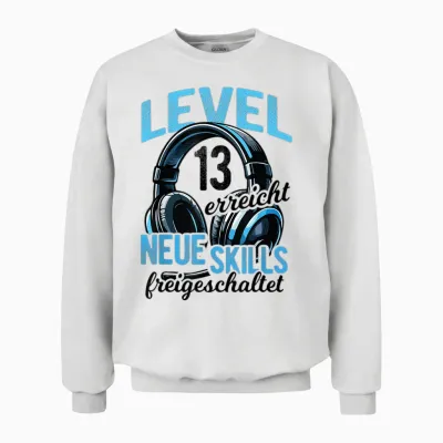 13. Geburtstag Jungen Video Gamer Level 13 Erreicht Junge Unisex Sweatshirt - White