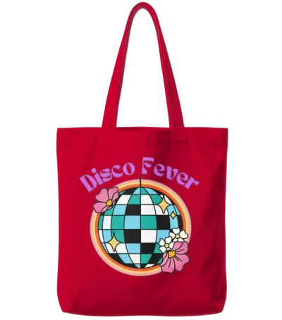Retro Disco Fever Tote Bags - Red