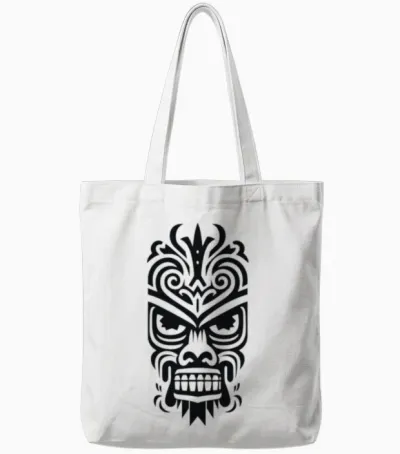 Tribal Tiki Mask Tote Bags - White