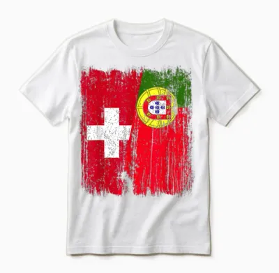 Portuguese Swiss Flag Half Jersey Switzerland Portugal Unisex T-Shirt - White