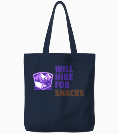 Will Hike for Snacks - Hiking Tote Bags - Navy